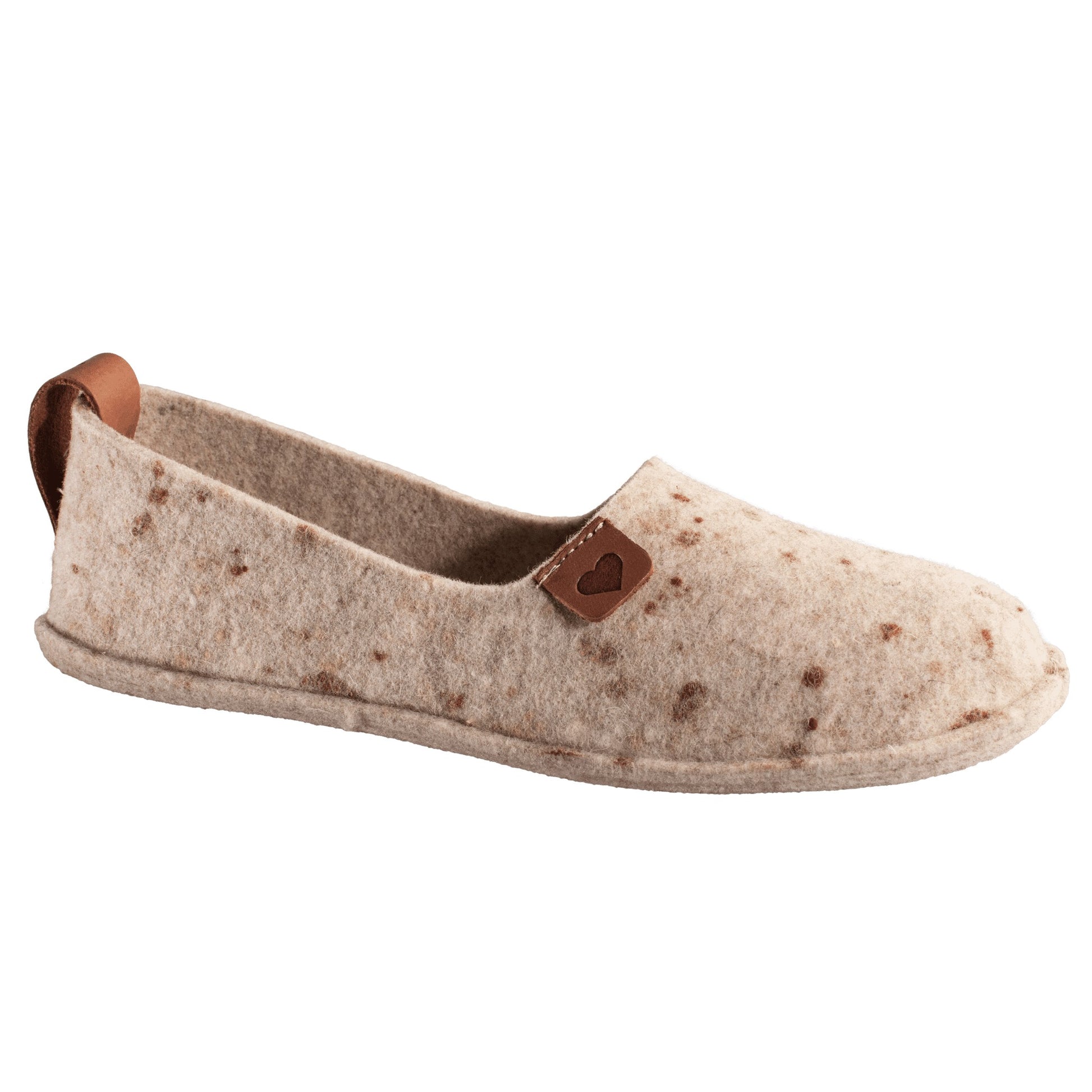 Natural felt and rubber sole slippers Toku - Beige
