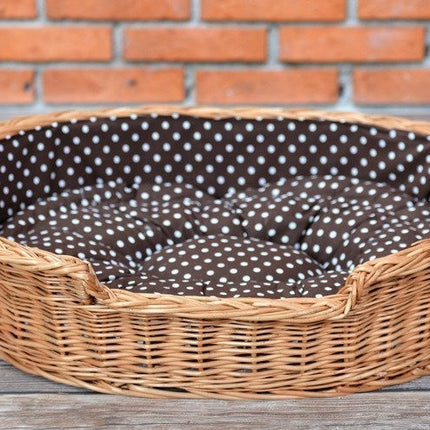 Natural Wicker Dog Bed Poppy With Cushion, 75x57 cm