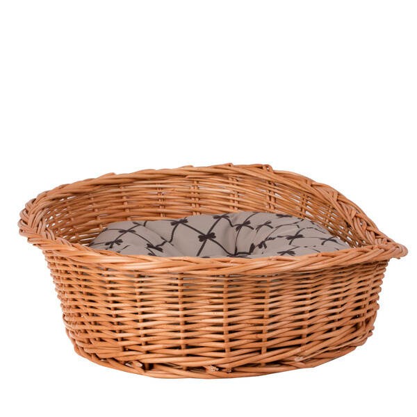 Natural Wicker Dog Bed Poppy With Cushion, 75x57 cm