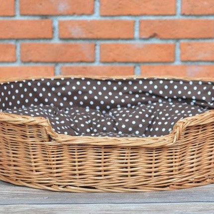 Natural Wicker Dog Bed Poppy With Cushion, 75x57 cm