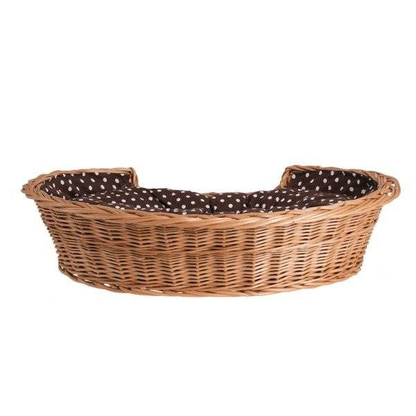 Natural Wicker Dog Bed Poppy With Cushion, 75x57 cm