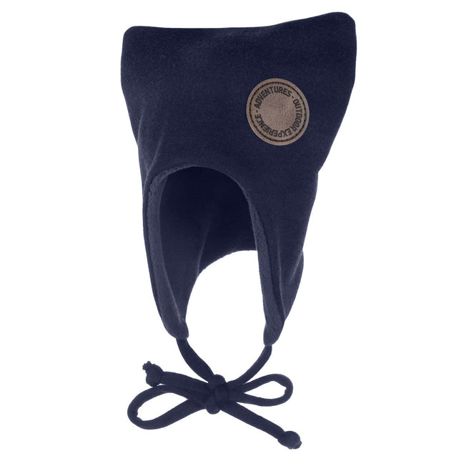 Navy Blue Merino Wool Tie-Up Baby Hat
