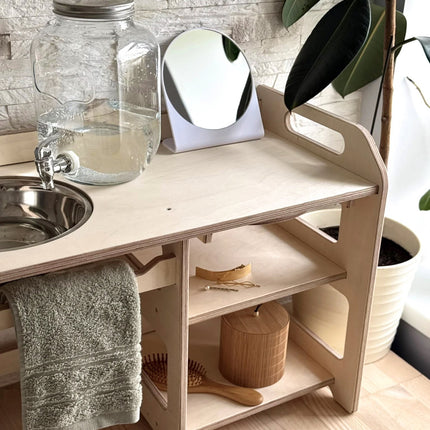Montessori Wooden Washbasin With Storage for Kids - Large