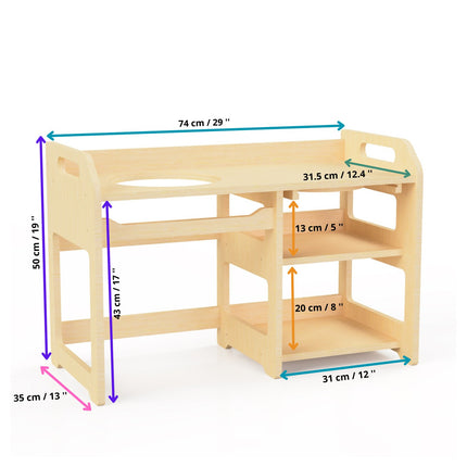 Montessori Wooden Washbasin With Storage for Kids - Large