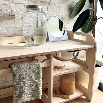 Montessori Wooden Washbasin With Storage for Kids - Large