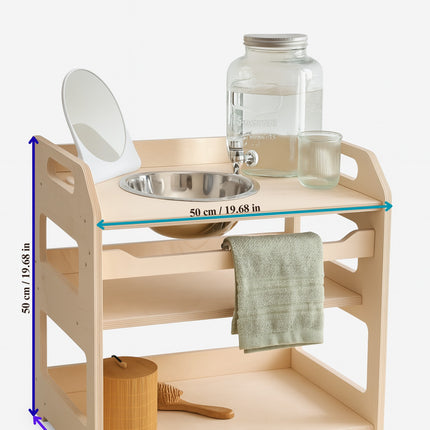 Montessori Wooden Washbasin With Storage for Kids - Small