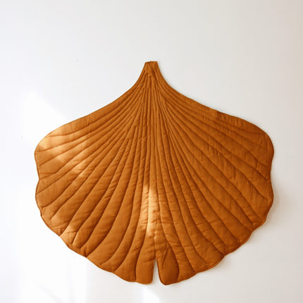 Organic Cotton and Linen Ginkgo Leaf Playmat - Caramel