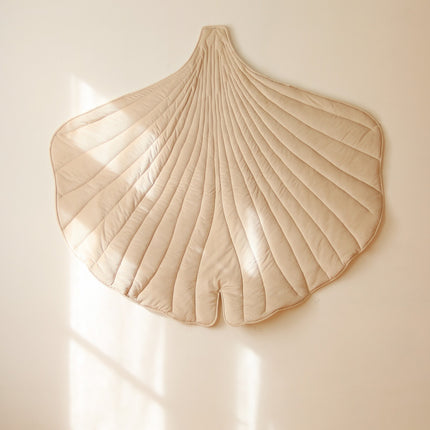 Organic Cotton and Velvet Ginkgo Leaf Playmat - Cream