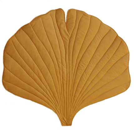 Organic Cotton and Velvet Ginkgo Leaf Playmat - Yellow
