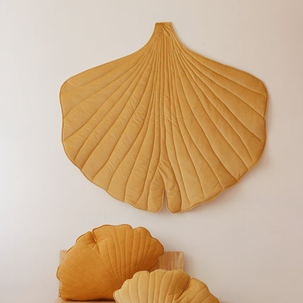 Organic Cotton and Velvet Ginkgo Leaf Playmat - Yellow
