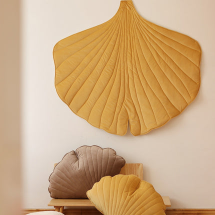 Organic Cotton and Velvet Ginkgo Leaf Playmat - Yellow