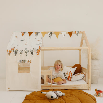Organic Cotton and Linen Leaf Playmat - Caramel