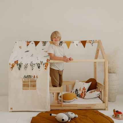 Organic Cotton and Linen Leaf Playmat - Caramel