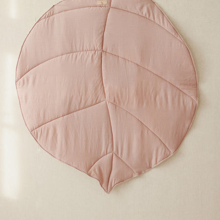 Organic Cotton and Linen Leaf Playmat - Powder Pink