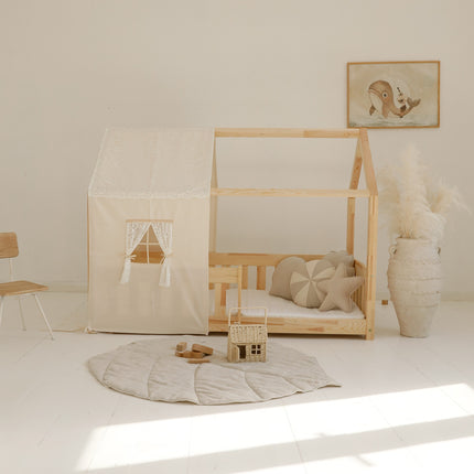 Organic Cotton and Linen Leaf Playmat - Sand