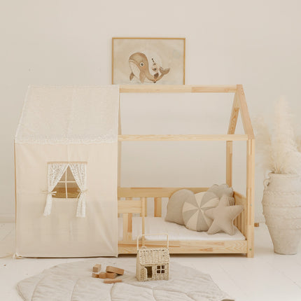 Organic Cotton and Linen Leaf Playmat - Sand
