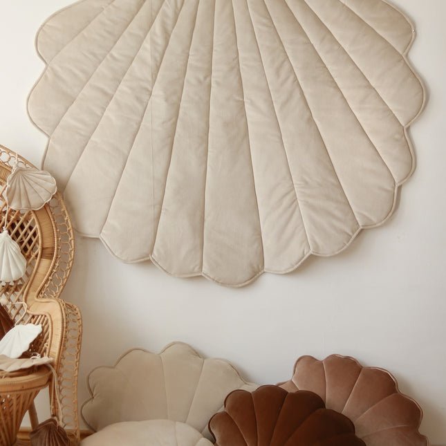 Organic Cotton and Velvet Shell Playmat - Beige