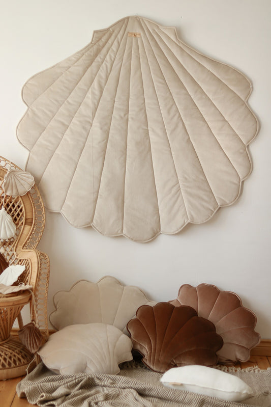 Organic Cotton and Velvet Shell Playmat - Beige