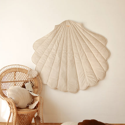 Organic Cotton and Velvet Shell Playmat - Beige