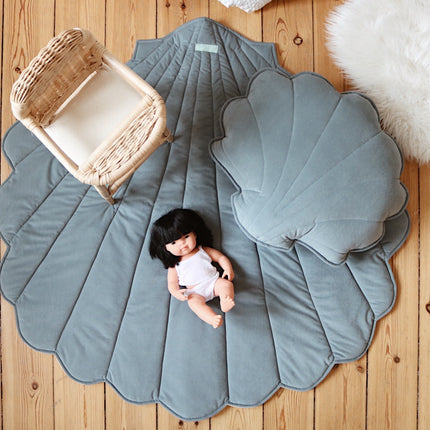 Organic Cotton and Velvet Shell Playmat - Blue