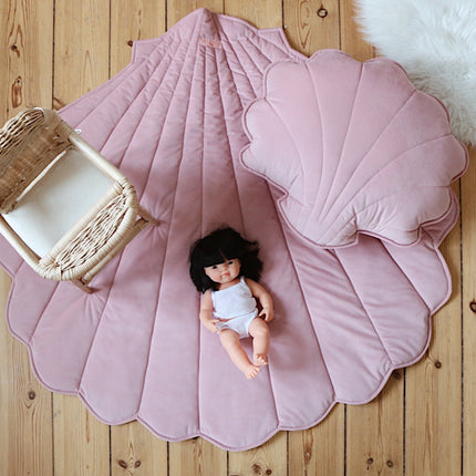 Organic Cotton and Velvet Shell Playmat - Powder Pink