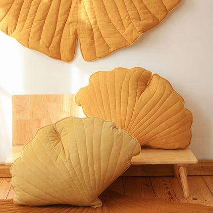 Organic Cotton and Linen Ginkgo Leaf Playmat - Mango