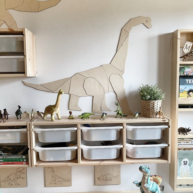 Origami Diplodocus Dinosaur – Wooden Wall Decoration, Medium