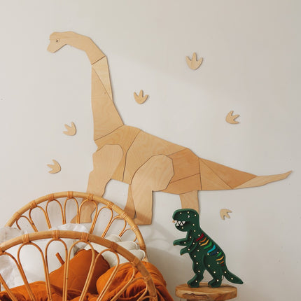 Origami Diplodocus Dinosaur – Wooden Wall Decoration, Small