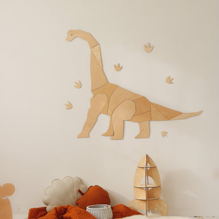 Origami Diplodocus Dinosaur – Wooden Wall Decoration, XL