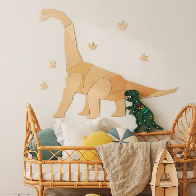 Origami Diplodocus Dinosaur – Wooden Wall Decoration, XL
