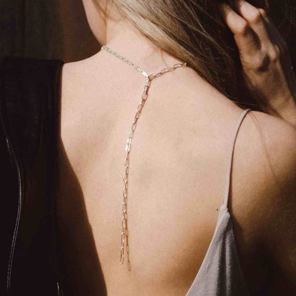 Paper Clip Y-Necklace Silver