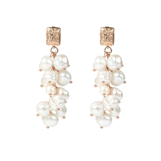 Festive Pearls Earrings - Rose Gold and Silver - LoveStyle World