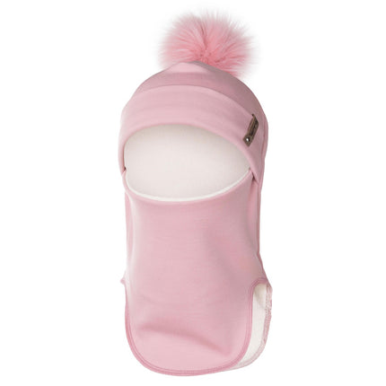 Pink Merino Wool Pom-Pom Balaclava