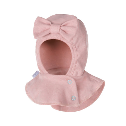 Pink Pointelle Cotton Baby Balaclava with Bow