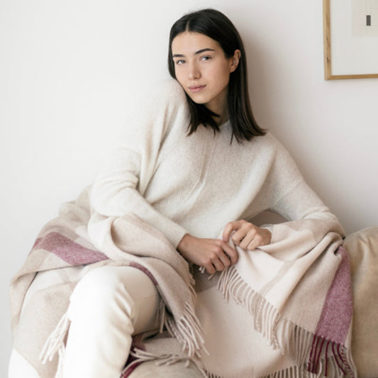 Natural Alpaca Wool Throw – Classic Tartan