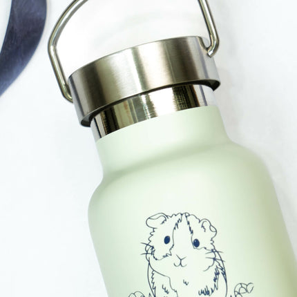 Water Bottle / Thermos – Guinea Pig – Light Green 350ml Stainless Steel