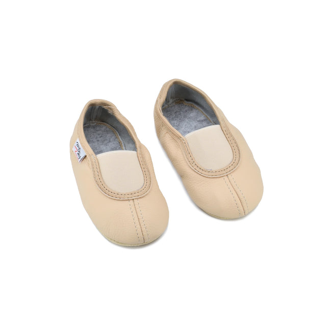 Classic Leather Slippers with Elastic for Kids - Beige - LoveStyle World