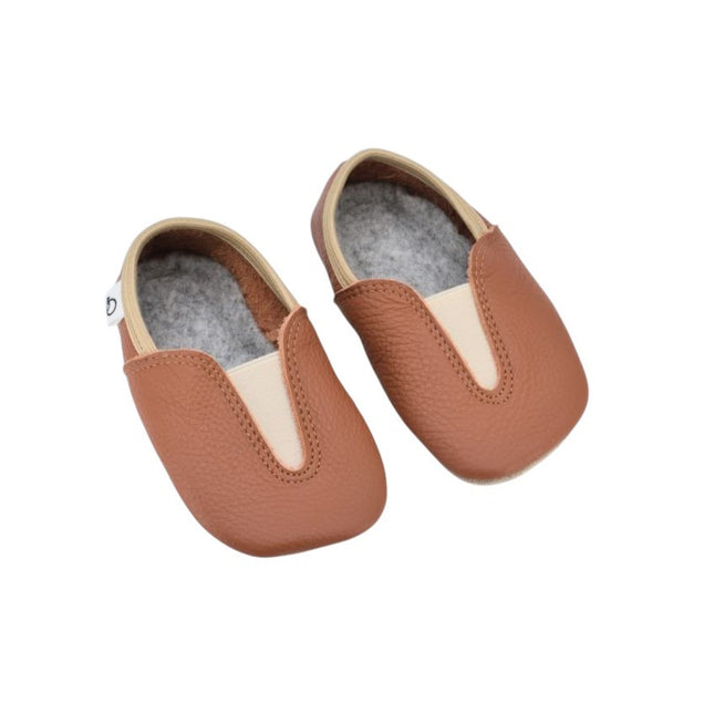 Punsa Kids Barefoot Slippers - Upcycled Leather, Terracota