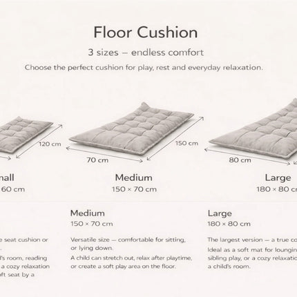 Quilted Kids' Floor Cushion, 3 Sizes Available - Zebra