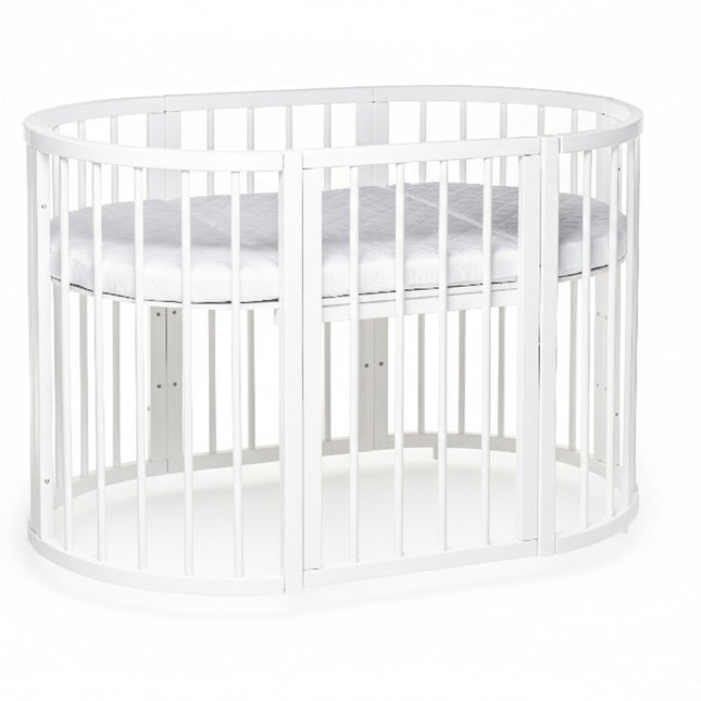 Round Baby Crib OLIN with Mattress - White