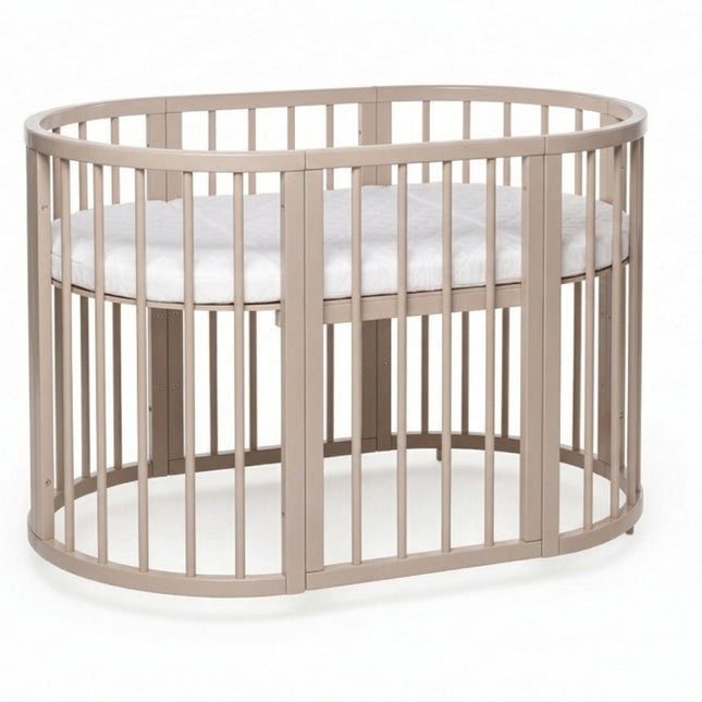 Round Baby Crib OLIN with Mattress - Cappuccino