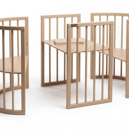 Round Baby Crib OLIN with Mattress - Cappuccino