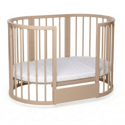 Round Baby Crib OLIN with Mattress - Cappuccino