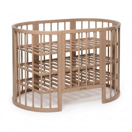 Round Baby Crib OLIN with Mattress - Cappuccino