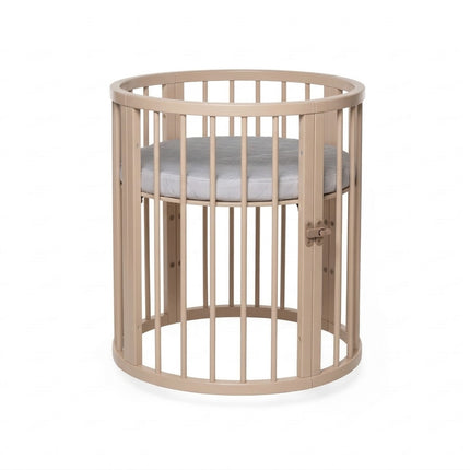 Round Baby Crib OLIN with Mattress - Cappuccino