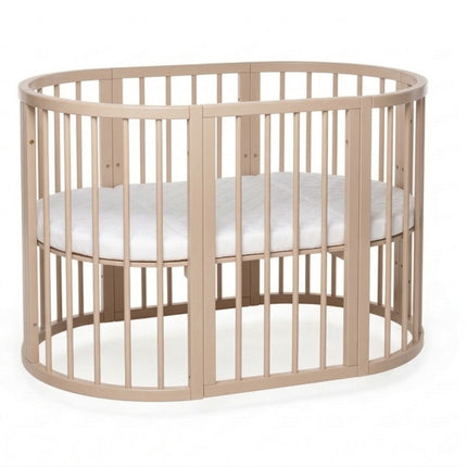 Round Baby Crib OLIN with Mattress - Cappuccino