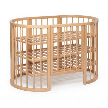 Round Baby Crib OLIN with Mattress - Natural