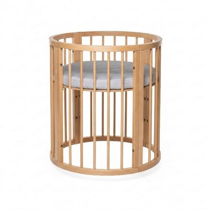 Round Baby Crib OLIN with Mattress - Natural