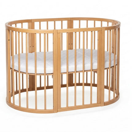Round Baby Crib OLIN with Mattress - Natural