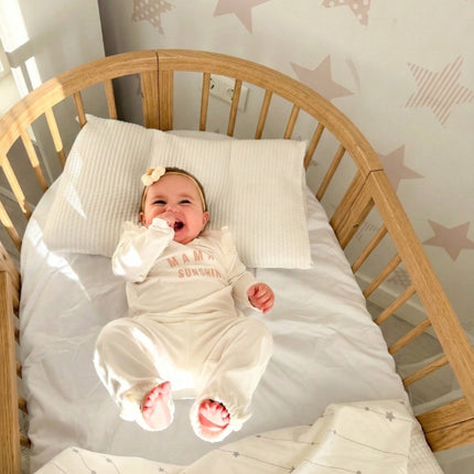 Round Baby Crib OLIN with Mattress - Natural